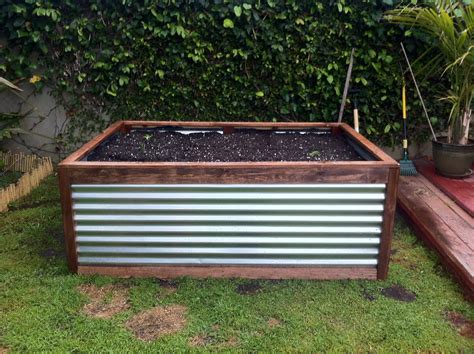 corrugated metal flower boxes|galvanized garden bed box.